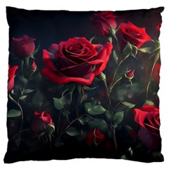 Rose Flower Plant Red Standard Premium Plush Fleece Cushion Case (one Side)