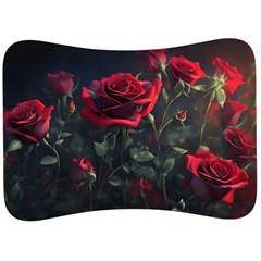 Rose Flower Plant Red Velour Seat Head Rest Cushion by Ravend