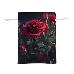 Rose Flower Plant Red Lightweight Drawstring Pouch (l) by Ravend