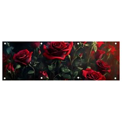 Rose Flower Plant Red Banner And Sign 9  X 3  by Ravend