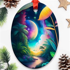 Jungle Moon Light Plants Space Ornament (oval)