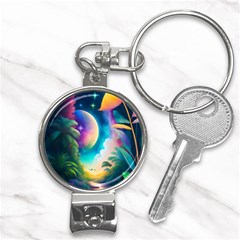 Jungle Moon Light Plants Space Nail Clippers Key Chain by Ravend