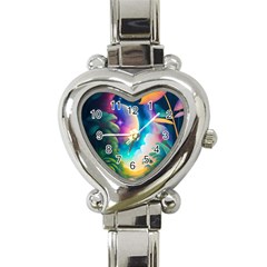 Jungle Moon Light Plants Space Heart Italian Charm Watch by Ravend