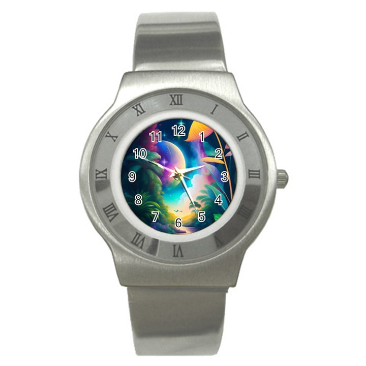 Jungle Moon Light Plants Space Stainless Steel Watch