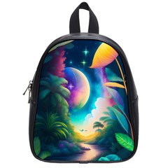 Jungle Moon Light Plants Space School Bag (small) by Ravend