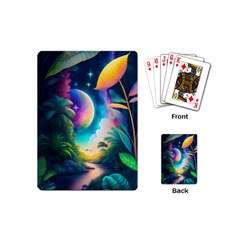 Jungle Moon Light Plants Space Playing Cards Single Design (mini)