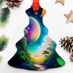 Jungle Moon Light Plants Space Christmas Tree Ornament (two Sides) by Ravend