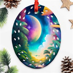 Jungle Moon Light Plants Space Ornament (oval Filigree)