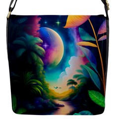 Jungle Moon Light Plants Space Flap Closure Messenger Bag (s) by Ravend