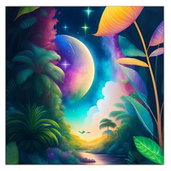 Jungle Moon Light Plants Space Square Satin Scarf (36  X 36 ) by Ravend