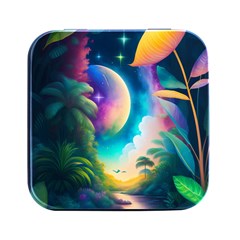 Jungle Moon Light Plants Space Square Metal Box (black) by Ravend