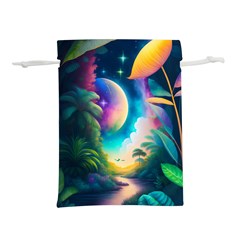 Jungle Moon Light Plants Space Lightweight Drawstring Pouch (l) by Ravend