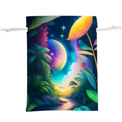 Jungle Moon Light Plants Space Lightweight Drawstring Pouch (xl) by Ravend