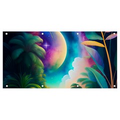 Jungle Moon Light Plants Space Banner And Sign 8  X 4  by Ravend