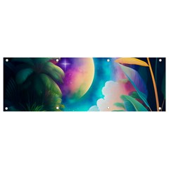 Jungle Moon Light Plants Space Banner And Sign 9  X 3  by Ravend