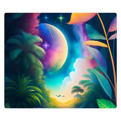 Jungle Moon Light Plants Space Premium Plush Fleece Blanket (small) by Ravend