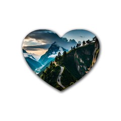 Nature Mountain Valley Rubber Heart Coaster (4 Pack) by Ravend