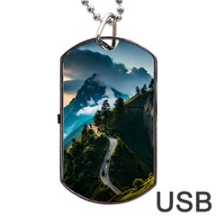 Nature Mountain Valley Dog Tag Usb Flash (one Side) by Ravend