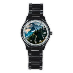 Nature Mountain Valley Stainless Steel Round Watch by Ravend