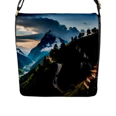 Nature Mountain Valley Flap Closure Messenger Bag (l) by Ravend