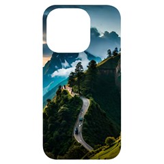 Nature Mountain Valley Iphone 14 Pro Black Uv Print Case by Ravend