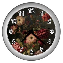 Flower Nature Background Bloom Wall Clock (silver) by Ravend