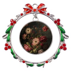 Flower Nature Background Bloom Metal X mas Wreath Ribbon Ornament by Ravend