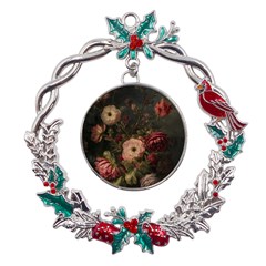 Flower Nature Background Bloom Metal X mas Wreath Holly Leaf Ornament