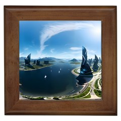 Futuristic City Fantasy Scifi Framed Tile by Ravend