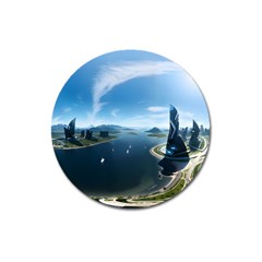 Futuristic City Fantasy Scifi Magnet 3  (round) by Ravend