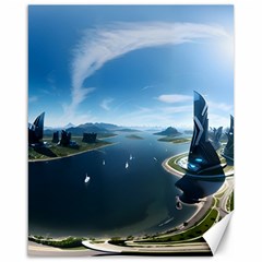 Futuristic City Fantasy Scifi Canvas 16  X 20  by Ravend