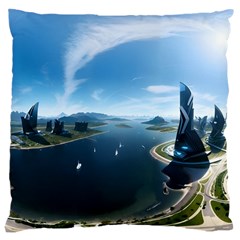 Futuristic City Fantasy Scifi Large Cushion Case (two Sides) by Ravend