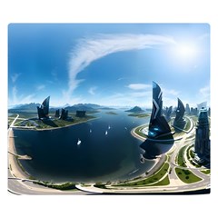 Futuristic City Fantasy Scifi Two Sides Premium Plush Fleece Blanket (small) by Ravend