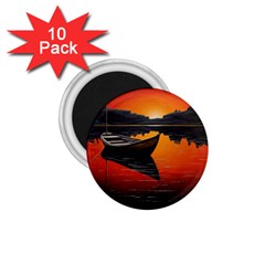 Boat Sunset Lake Water Nature 1 75  Magnets (10 Pack)  by Ravend