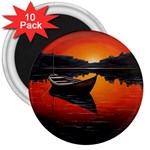 Boat Sunset Lake Water Nature 3  Magnets (10 pack)  Front