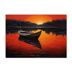 Boat Sunset Lake Water Nature Sticker A4 (10 Pack) by Ravend