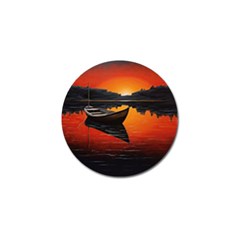 Boat Sunset Lake Water Nature Golf Ball Marker (10 Pack) by Ravend