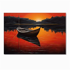 Boat Sunset Lake Water Nature Postcards 5  X 7  (pkg Of 10) by Ravend