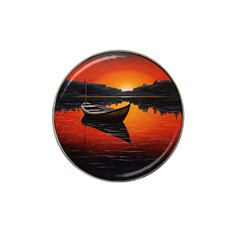 Boat Sunset Lake Water Nature Hat Clip Ball Marker by Ravend