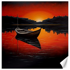 Boat Sunset Lake Water Nature Canvas 12  X 12  by Ravend