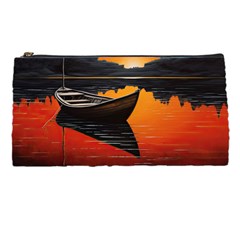 Boat Sunset Lake Water Nature Pencil Case by Ravend