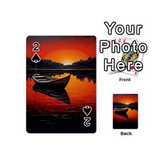 Boat Sunset Lake Water Nature Playing Cards 54 Designs (mini) by Ravend