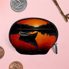 Boat Sunset Lake Water Nature Accessory Pouch (small) by Ravend