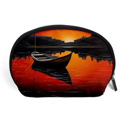 Boat Sunset Lake Water Nature Accessory Pouch (large) by Ravend