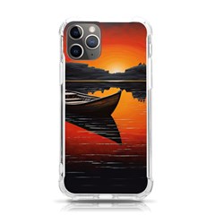 Boat Sunset Lake Water Nature Iphone 11 Pro 5 8 Inch Tpu Uv Print Case by Ravend