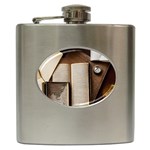 Desk Book Inkwell Pen Hip Flask (6 oz) Front