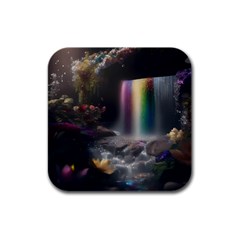 Waterfall Rainbow Rubber Square Coaster (4 Pack) by Ravend