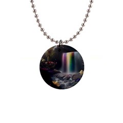 Waterfall Rainbow 1  Button Necklace by Ravend