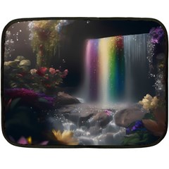 Waterfall Rainbow Fleece Blanket (mini) by Ravend