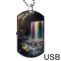 Waterfall Rainbow Dog Tag Usb Flash (two Sides) by Ravend